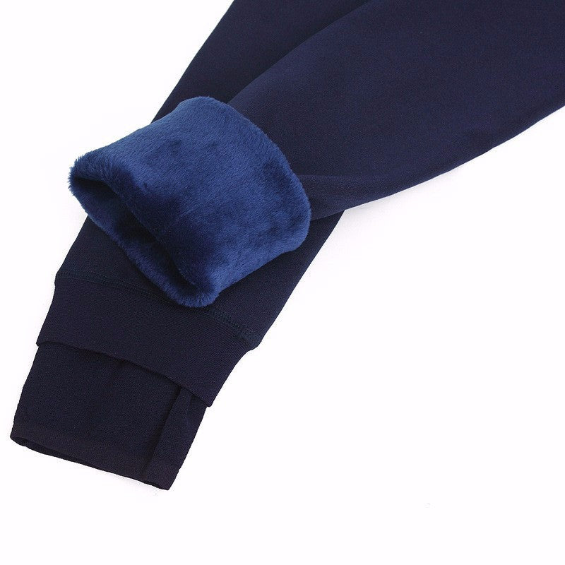 Fall and winter 200g pearl velvet pure color seamless foot-stepping heattechall-in-one pants fleece-linedthickened bottom pants outwear women