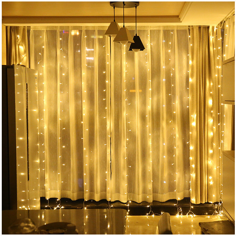 LED lights string stars curtain lights christmas lights ins decorative waterfall lights wedding live streaming host background lights flash