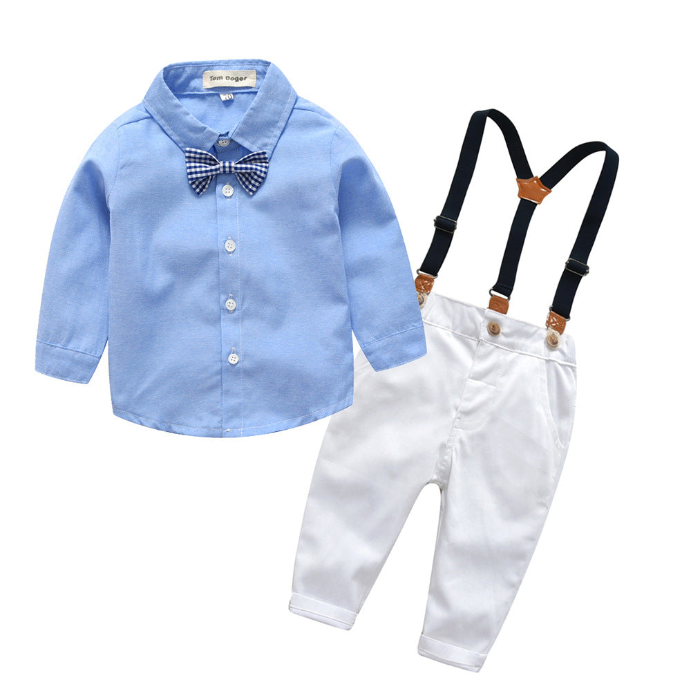 Children's clothing autumn one piece ready to wear kids bow tie gentleman suit baby outing clothes flower children's clothing boys british style children's clothing
