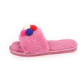 Handmade diy one-strap fuzzy solid sole winter indoor/outdoor home warm open-toe floral thickened cotton slippers