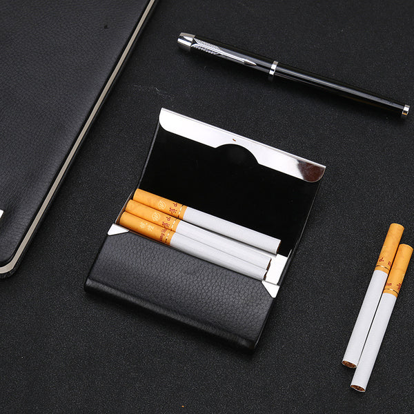 Source factory cigarette case leather pu cigarette bag business card holder horizontal cigarette case male high-end portable anti-pressure and moisture-proof business card case