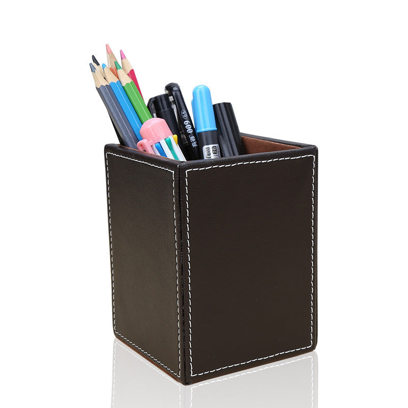 Manufacturer Wholesale Pen Holder Simple Leather Single Pen Holder Business Office Desktop Storage Box Fashion Creative Party Storage Holder