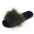 Factory direct wholesale 2025 new korean style fuzzy slippers - open toe ostrich feather flat one-strap indoor/outdoor women's slippers
