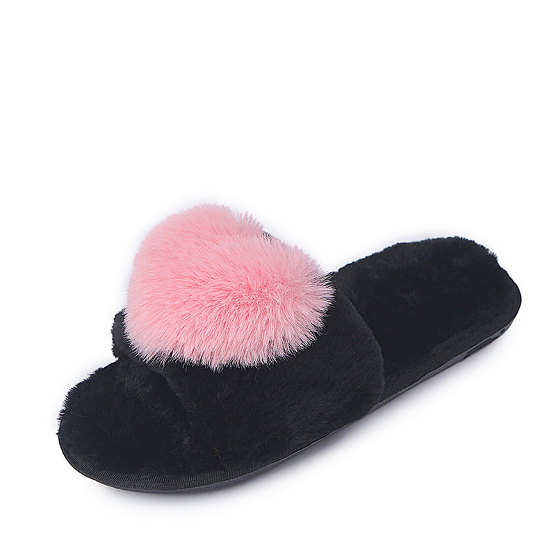 2024 fall/winter new fuzzy slippers - stylish pearl embellished flat slides, warm home cotton slippers for women - dropshipping available