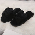 New home indoor slippers, postpartum slippers, autumn and winter cotton slippers, floor slippers with bows, fuzzy open-toe slippers