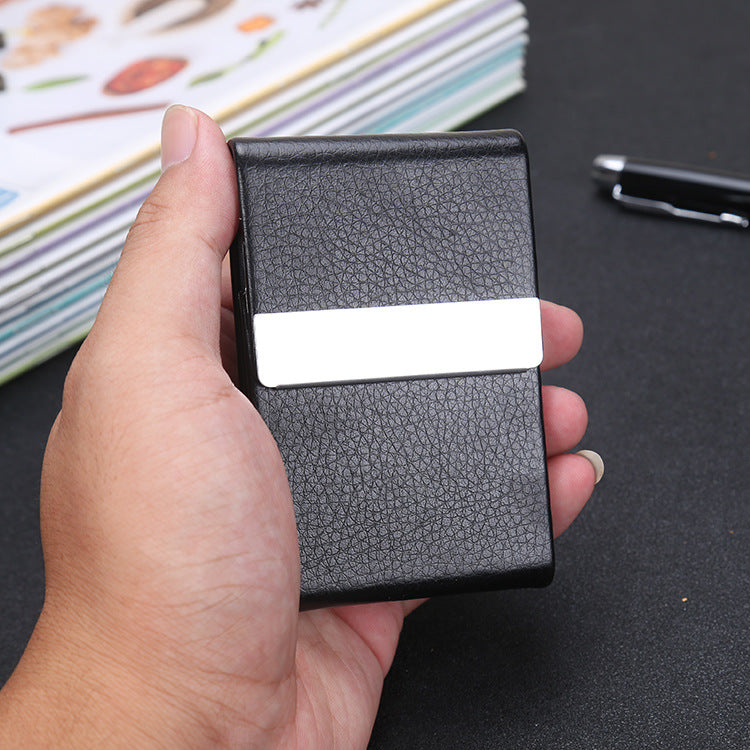 gift cigarette case, business card box PU pickup card box, stainless steel leather business card holder, engravable name business card holder.