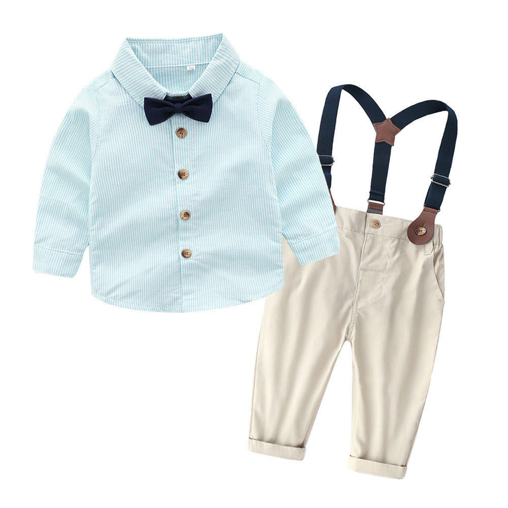 Exportautum boys gentleman k-stylesuit cotton shirtkidsshirt bow tie long sleeves clothes korean style boy