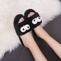 Dropshipping autumn/winter new arrivals: cute big-eyed plush slippers, fuzzy thong sandals, flat soft sole outdoor wearable slippers for women