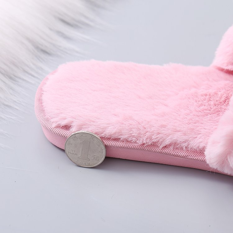 2024 fall/winter new fuzzy slippers - stylish pearl embellished flat slides, warm home cotton slippers for women - dropshipping available