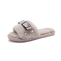 Furry slippers women's fashion outwear 2024new arrivalk-style women's shoes flatspopular same style open toe slippers women