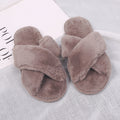 2024 fall/winter new fuzzy slippers for women, open-toe cotton slippers for home, crossover outdoor slippers, plus size women's slippers, thong sandals