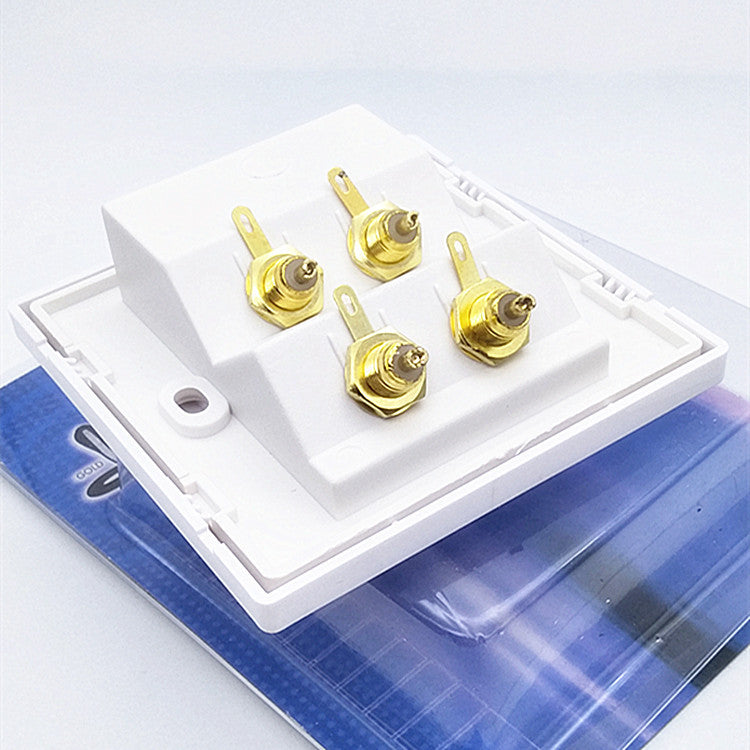 Factory direct sales, Snake King audio panel 4-position lotus speaker junction box 4-position AV socket RCA socket