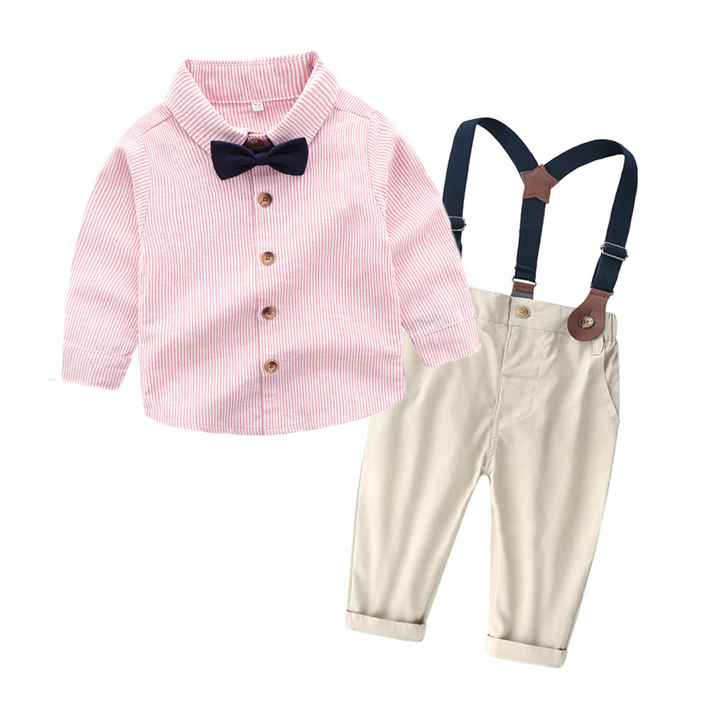 Exportautum boys gentleman k-stylesuit cotton shirtkidsshirt bow tie long sleeves clothes korean style boy