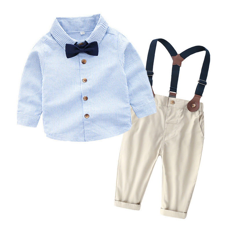Exportautum boys gentleman k-stylesuit cotton shirtkidsshirt bow tie long sleeves clothes korean style boy
