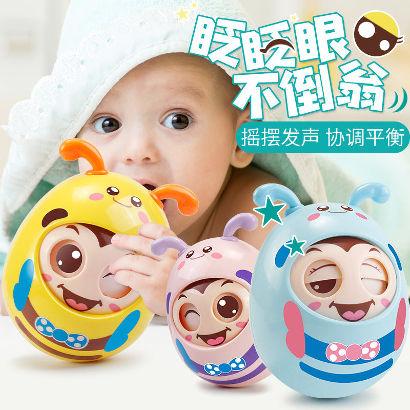 Baby toy teether 3-12 months educational biteable kids baby 0-1 year old child large winking tumbler