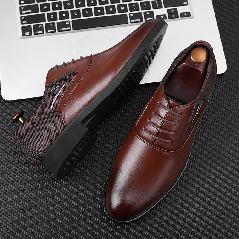 New plus size men's casual leather shoes - versatile business formal footwear, slip-on wedding shoes, dropshipping available