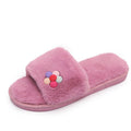 2024 korean style winter cotton slippers - small floral design, flat, one-strap, warm fuzzy slippers for home indoor/outdoor use - direct from the manufacturer
