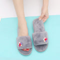 2024 korean style winter cotton slippers - small floral design, flat, one-strap, warm fuzzy slippers for home indoor/outdoor use - direct from the manufacturer