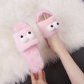 Dropshipping autumn/winter new arrivals: cute big-eyed plush slippers, fuzzy thong sandals, flat soft sole outdoor wearable slippers for women