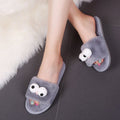Dropshipping autumn/winter new arrivals: cute big-eyed plush slippers, fuzzy thong sandals, flat soft sole outdoor wearable slippers for women