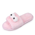Dropshipping autumn/winter new arrivals: cute big-eyed plush slippers, fuzzy thong sandals, flat soft sole outdoor wearable slippers for women