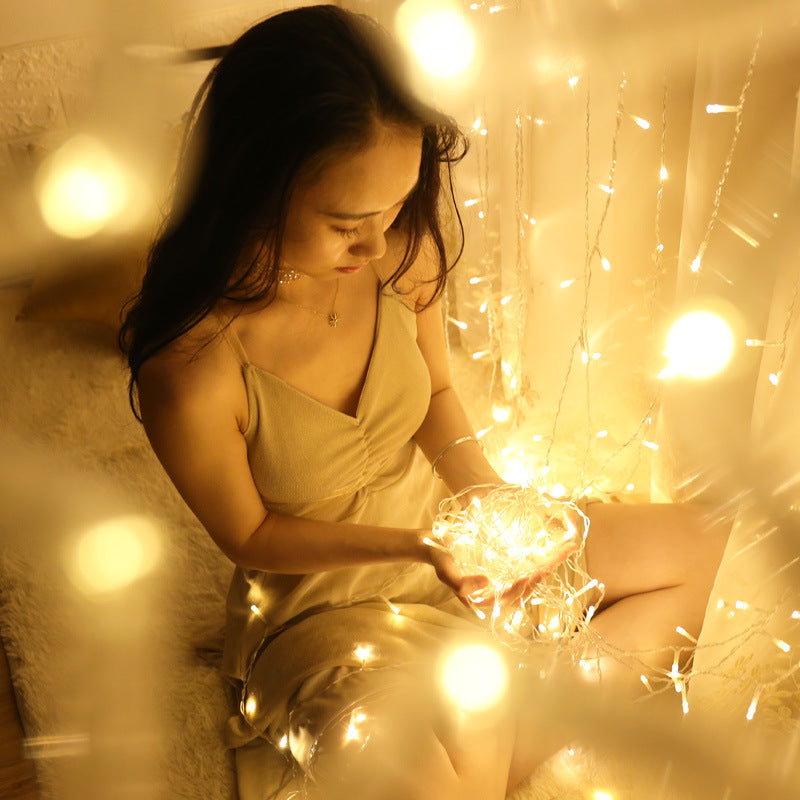 Cross-border led lights string lights ins gypsy wedding curtain lights, curtain waterfall live broadcast background ice strip flashing lights