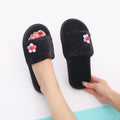 2024 korean style winter cotton slippers - small floral design, flat, one-strap, warm fuzzy slippers for home indoor/outdoor use - direct from the manufacturer