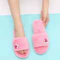 2024 korean style winter cotton slippers - small floral design, flat, one-strap, warm fuzzy slippers for home indoor/outdoor use - direct from the manufacturer