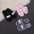 Dropshipping autumn/winter new arrivals: cute big-eyed plush slippers, fuzzy thong sandals, flat soft sole outdoor wearable slippers for women