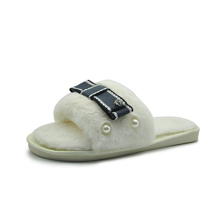 Furry slippers women's fashion outwear 2024new arrivalk-style women's shoes flatspopular same style open toe slippers women