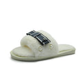 Furry slippers women's fashion outwear 2024new arrivalk-style women's shoes flatspopular same style open toe slippers women