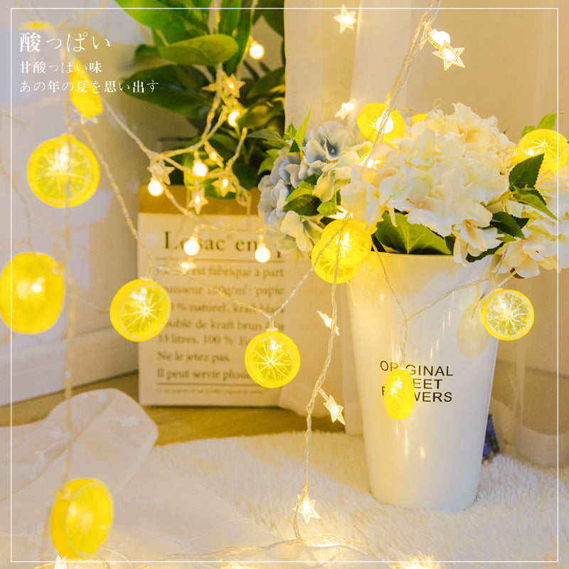 LED fruit lemon flashing light classroom arrangement string light children's room decorative light small fresh girl heart ISN lantern