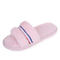 New women's open-toe fuzzy slippers - perfect for fall/winter indoor wear, flat floor slides, home comfort, and postpartum recovery