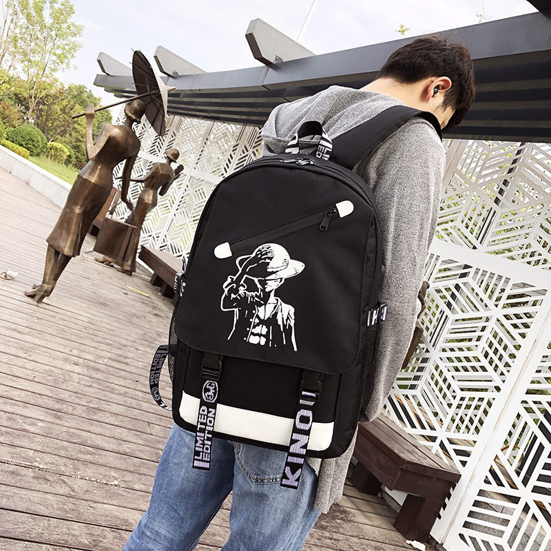 Cross-border luminous backpack, new Korean version of large-capacity USB charging bag, travel outdoor leisure student backpack