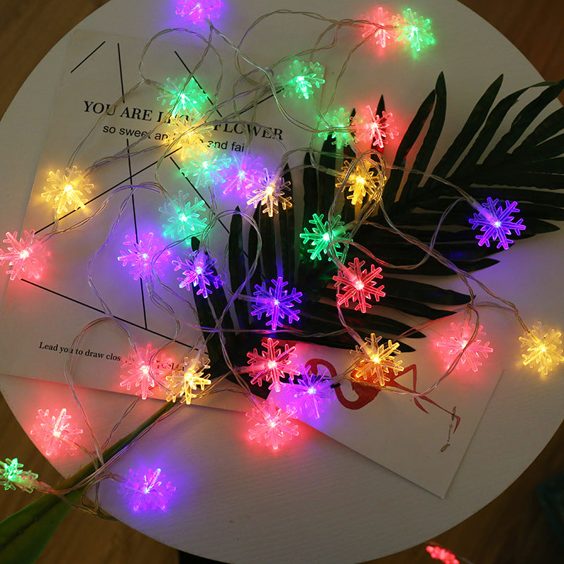 Factory wholesale LED lanterns snowflake flakes string lights wedding festival Christmas tree pendant atmosphere decoration flash lights