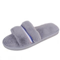 New women's open-toe fuzzy slippers - perfect for fall/winter indoor wear, flat floor slides, home comfort, and postpartum recovery