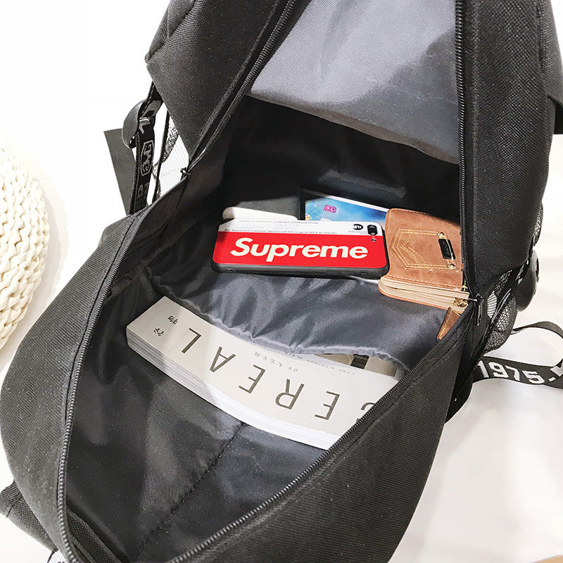 Cross-border luminous backpack, new Korean version of large-capacity USB charging bag, travel outdoor leisure student backpack