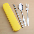 Creative stainless steel portable cutlery set - korean style student cute chopsticks, fork, and spoon set with travel case