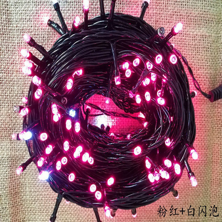 LED male and female connection lights luminous lights, 20 meters black line with flash bubble male and female plug-in light string for lighting engineering wholesale