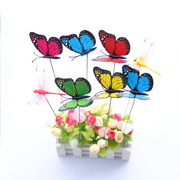 Cross-border monarch butterfly PVC simulation butterfly dragonfly skewer, home flower arrangement outdoor lawn garden decoration