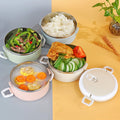 304 stainless steel insulated lunch box - round food container, double-layer rectangular student meal box, bento box with logo option