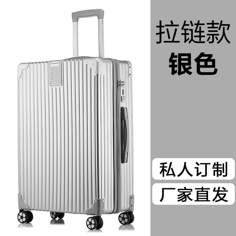 New trolley case Aluminum alloy universal wheel 24-inch aluminum frame leather case Suitcase Women's suitcase 26 retro boarding case