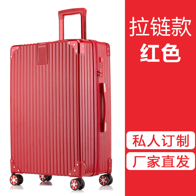 New trolley case Aluminum alloy universal wheel 24-inch aluminum frame leather case Suitcase Women's suitcase 26 retro boarding case