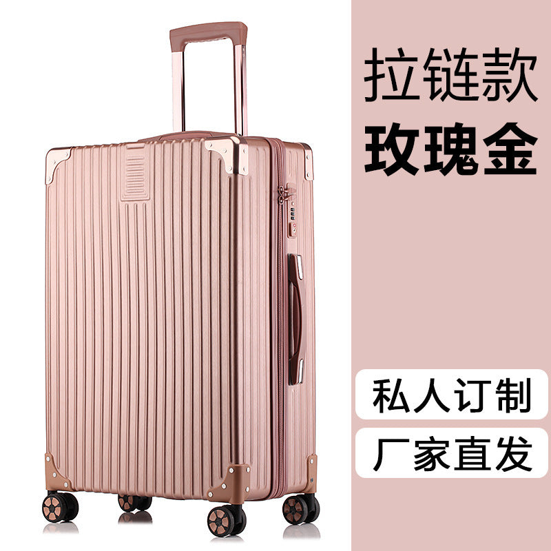 New trolley case Aluminum alloy universal wheel 24-inch aluminum frame leather case Suitcase Women's suitcase 26 retro boarding case