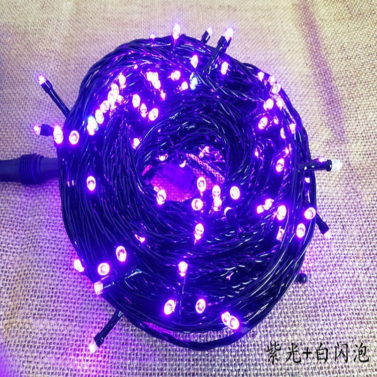 LED male and female connection lights luminous lights, 20 meters black line with flash bubble male and female plug-in light string for lighting engineering wholesale