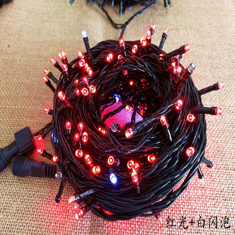 LED male and female connection lights luminous lights, 20 meters black line with flash bubble male and female plug-in light string for lighting engineering wholesale