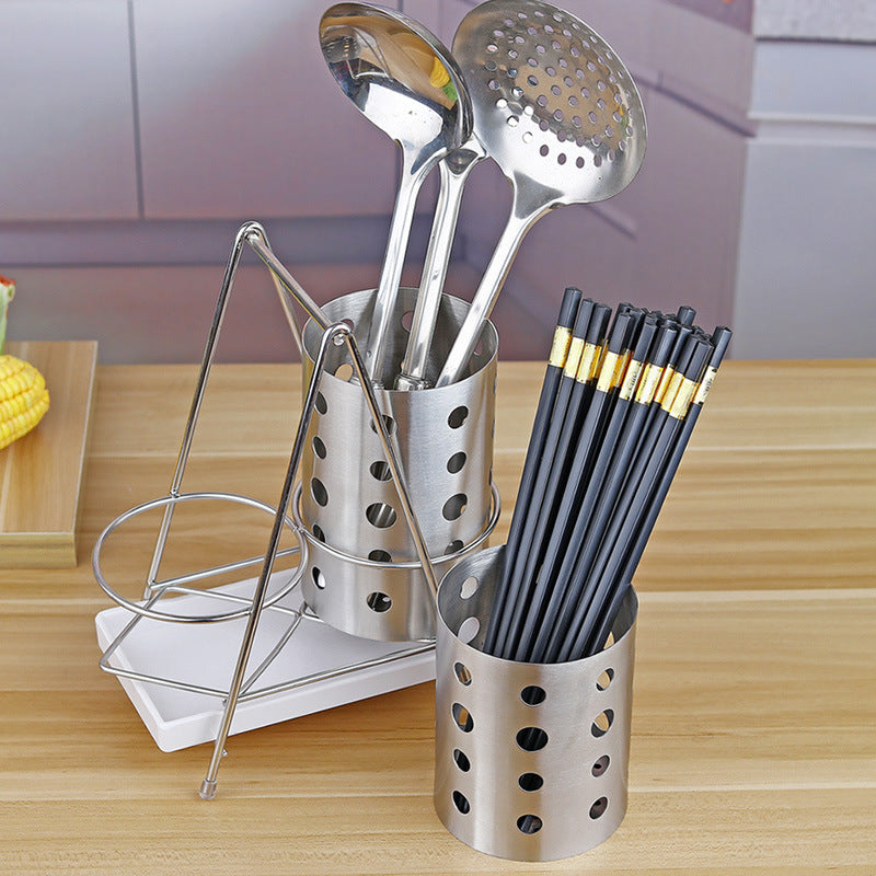 304 stainless steel chopstick barrel thickened creative drain chopstick barrel round chopstick cage suit chopstick holder tableware