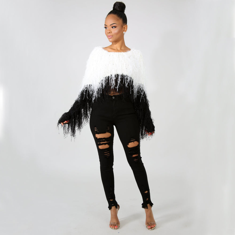 Hot-selling european and american women's fall/winter sweater cardigan -  &  bestseller: handmade tassel knit pullover sweater