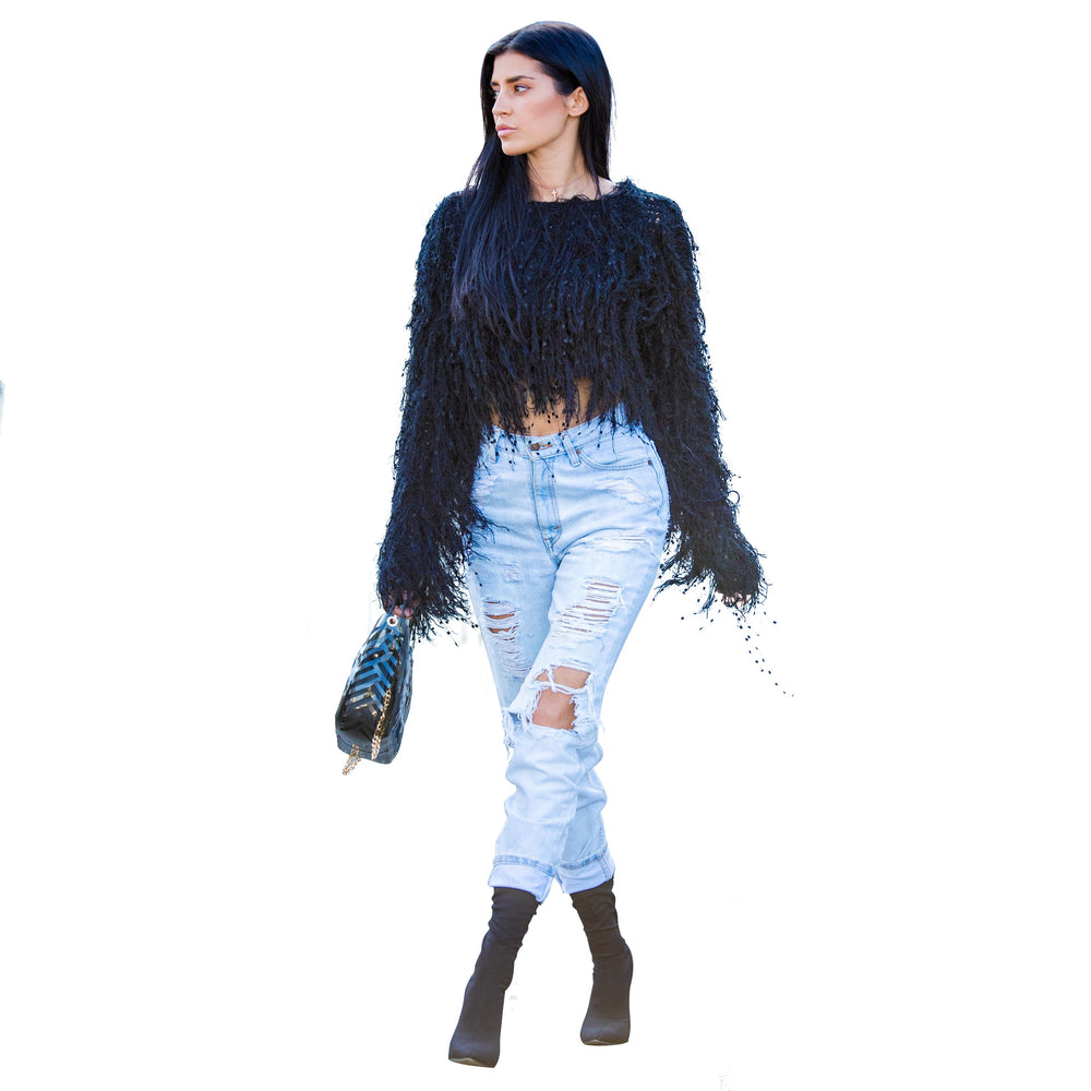 Hot-selling european and american women's fall/winter sweater cardigan -  &  bestseller: handmade tassel knit pullover sweater