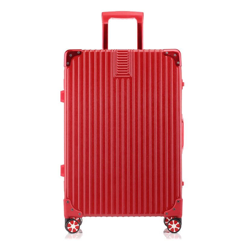 New trolley case Aluminum alloy universal wheel 24-inch aluminum frame leather case Suitcase Women's suitcase 26 retro boarding case